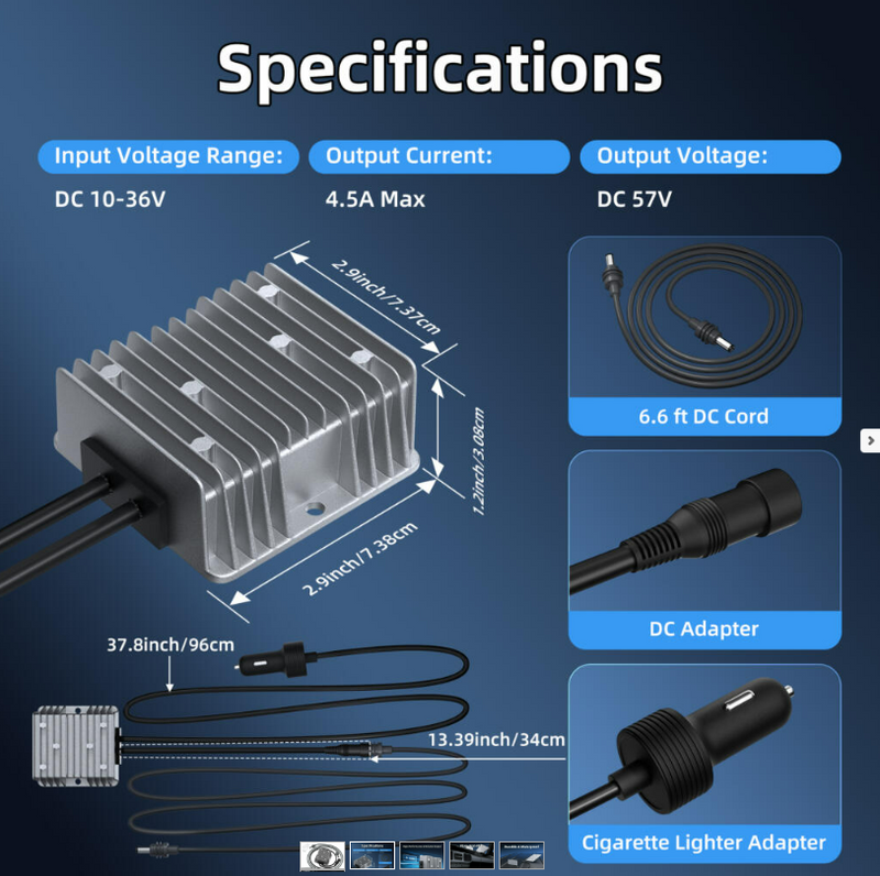 Starlink Gen 3 -12 Volt to 56 Volt Power Supply Cigarette Lighter Plug