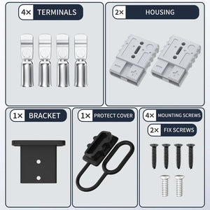 50Amp Battery Connector Kit Pair with Mounting Bracket and Cover