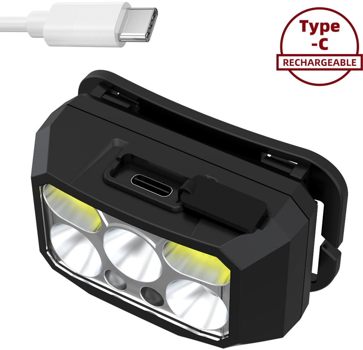 Headlamp LED Rechargeable - Headlight - 2-Pack LED Headlamp - Rechargeable - Ultralight, High Brightness - Waterproof Headlamp Flashlight, Suitable for Hiking, Camping, Running, Fishing and Hunting