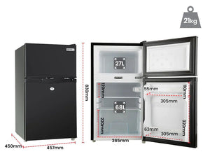 GECKO 95L Portable Upright Fridge, 12V/24V for Motorhome, Caravan, Black