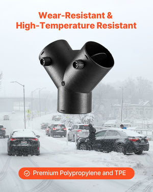 Diesel Heater Connector, 75mm Diesel Heater Duct Connector Accessories, 3-Way Y Branch Diesels Heaters Air Vent Duct with 2 90° Rotatable Valves, Black Joint Connectors for 2KW 5KW 8KW Heaters