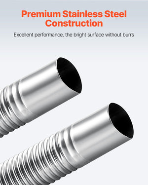 Exhaust Hose, 600mm Diesel Heater Flexible Exhaust Pipe, Stainless Steel Exhausts Hoses with 2 Hose Clamps, Air Diesel Parking Heater Exhausts Hoses Line for 2KW 5KW 8KW Diesels Heaters