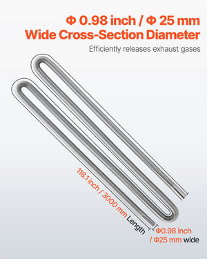 Exhaust Hose, 3000mm Stainless Steel Exhausts Hose, Diesel Heater Flexible Exhaust Pipe with 2 Hose Clamps, Exhausts Hoses Kit Diesel Heater Accessories for 2KW 5KW 8KW Diesels Heaters