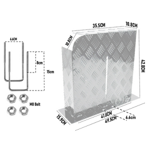 Alpen Outdoor Base Mount 2mm Thickness Aluminium Diesel Heater Fuel Tank Cover Left for 10L 15L Fuel Tank Silver
